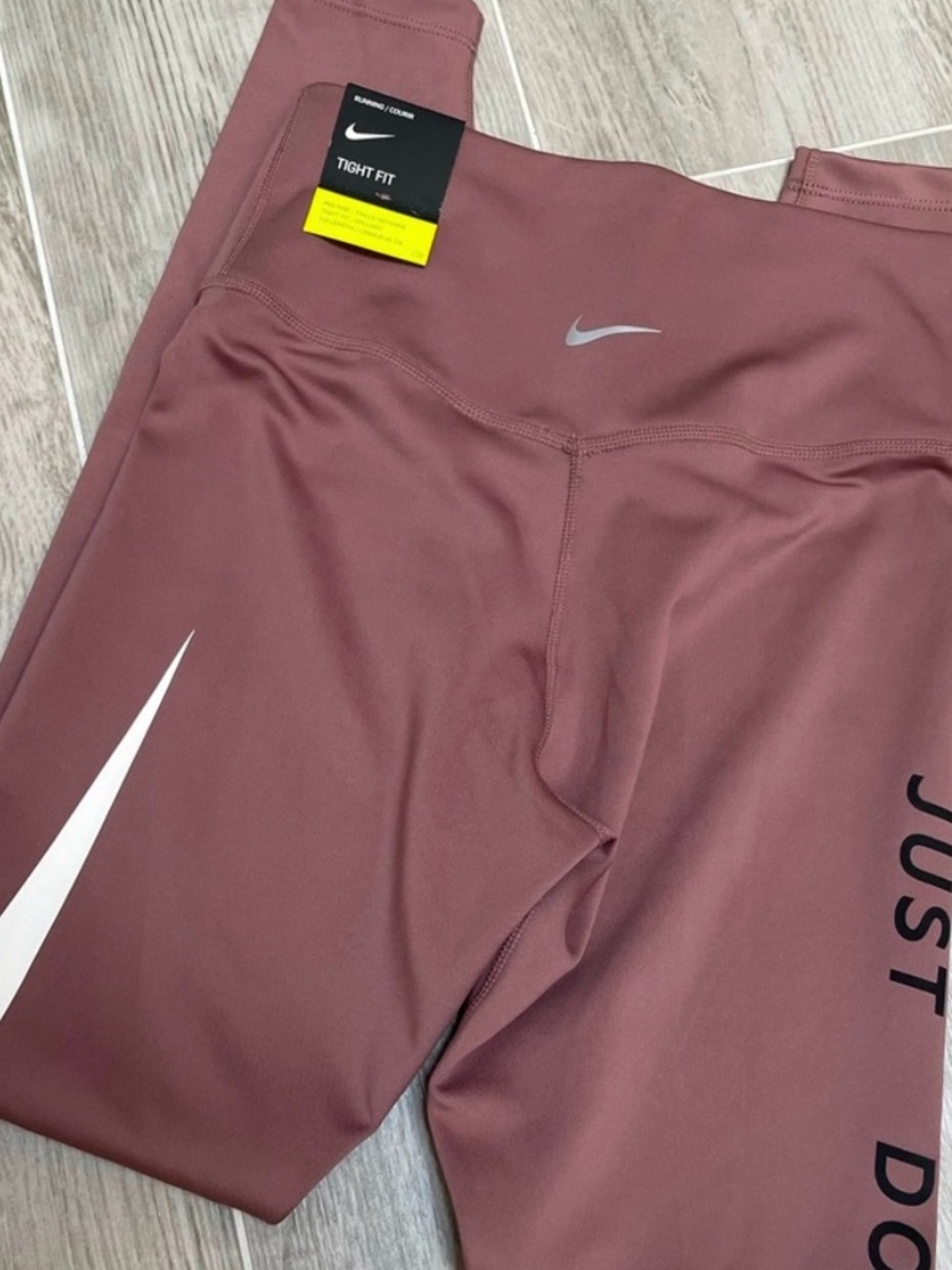 NWT Nike Dri-FIT 7/8 Running Leggings Mauve Dusty Rose Graphic Logo Womens XS